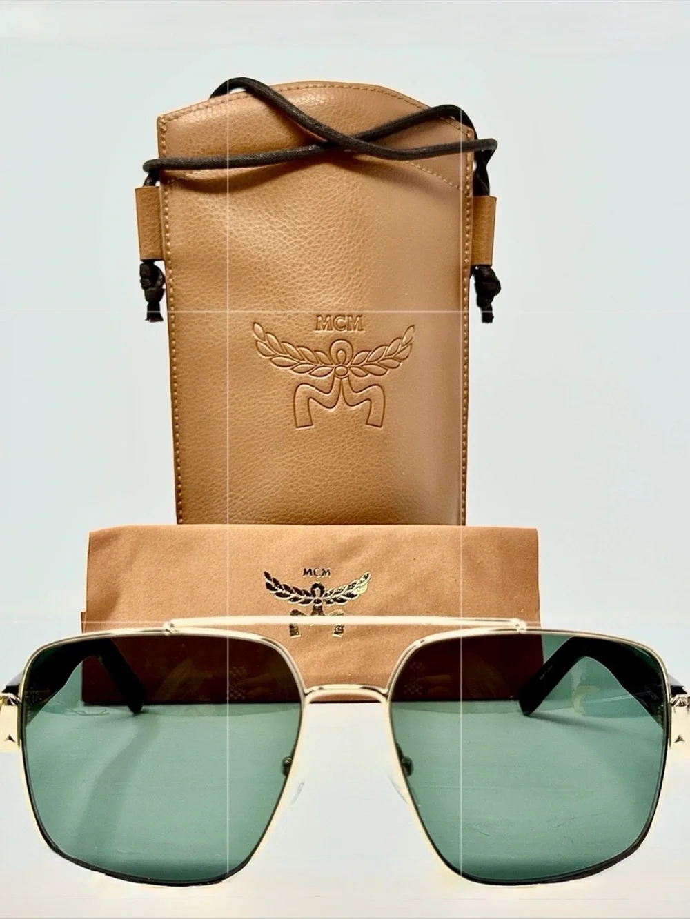 NEW MCM MW0008 32 Unisex Green Lens Tortoise Sunglasses Pouch 58-16-145Authentic